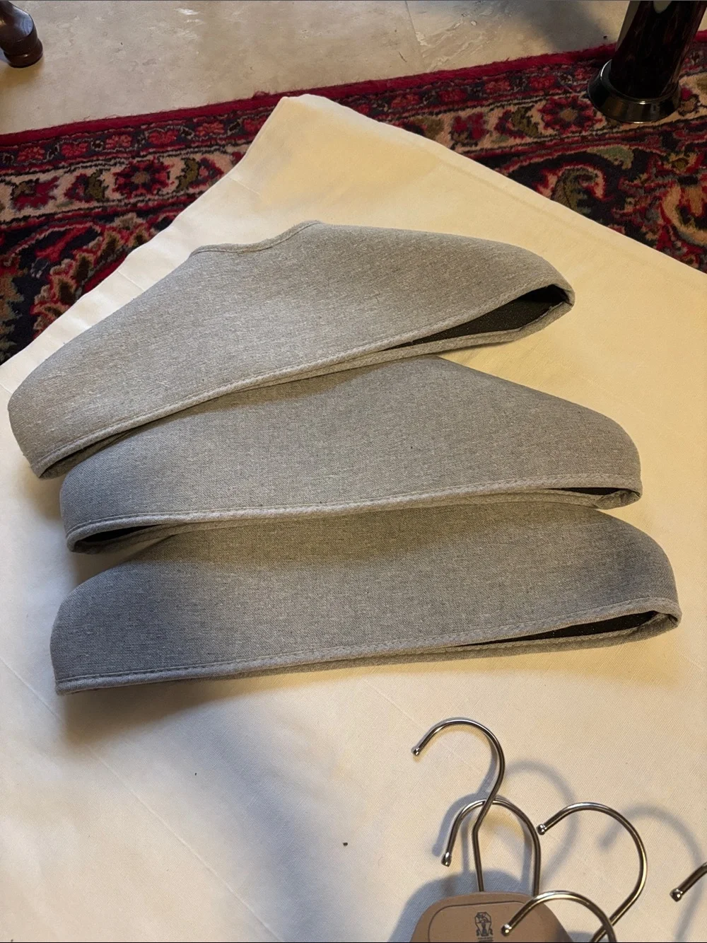Brunello Cucinelli Taupe Hangers with Gray Velvet Shoulders